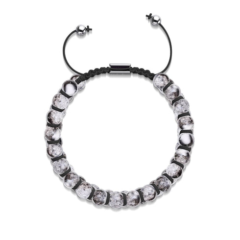 Silber Chrom x Weiß | Glitzerglas Doppelarmband